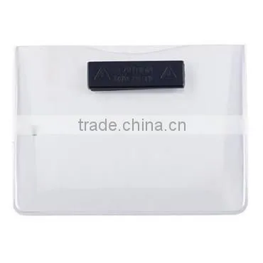Horizontal Clear Badge Holder w/ Magnetic Clip