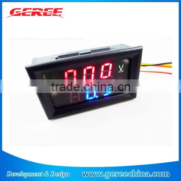 Hot selling BLUE + RED Digital Voltmeter and Ammeter DC 4.5-30V 5A