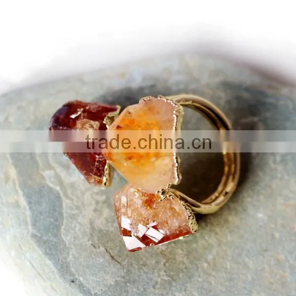 Alloy Citrine Druzy Agate Ring photo-5