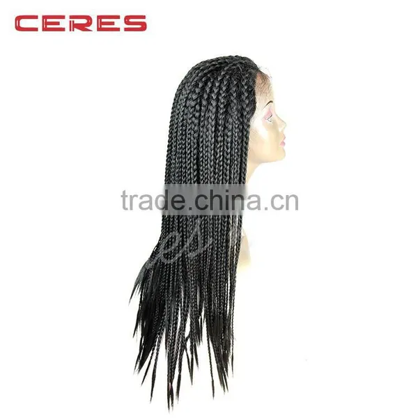 Wholesale Natural Black Color Synthetic Hair Crochet Braided Lace Wig for Black Women Quality Choice photo-6