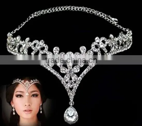 New Fashion Bridal Crystal Pendant Decorative Headband Tiara Crown Jewelry photo-5