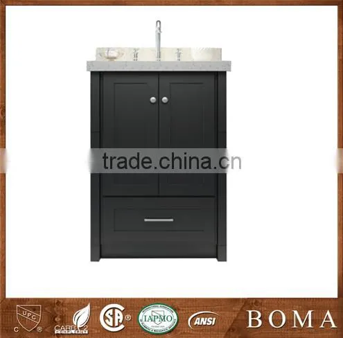 2016 Glossy Black Color Vanity Solid Wood Modern Bathroom Cabinets
