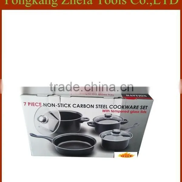 7 Pieces Non-Stick Carbon Steel Cookware Set With Tempered Glass Lid                        
                                                Quality Choice