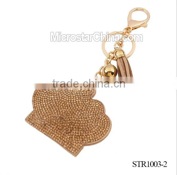 2016 Newest Wholesale Decorative Crystal Crown Shape Top Key Chain With Tassel photo-3