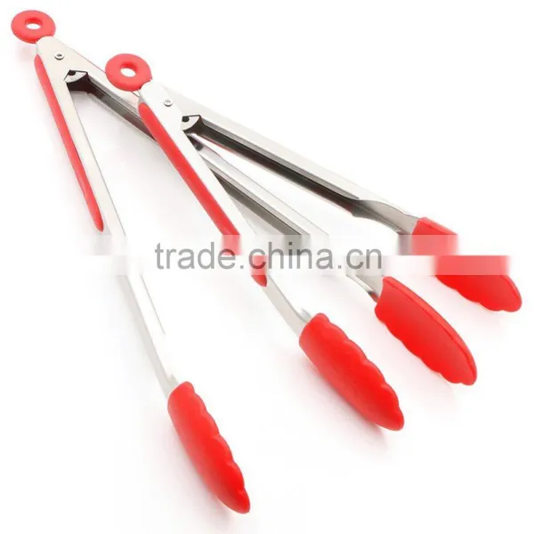 Oem Kitchen Tools 304 Stainless Steel Handle Silicone BBQ Pasta Tongs With Private Label photo-5