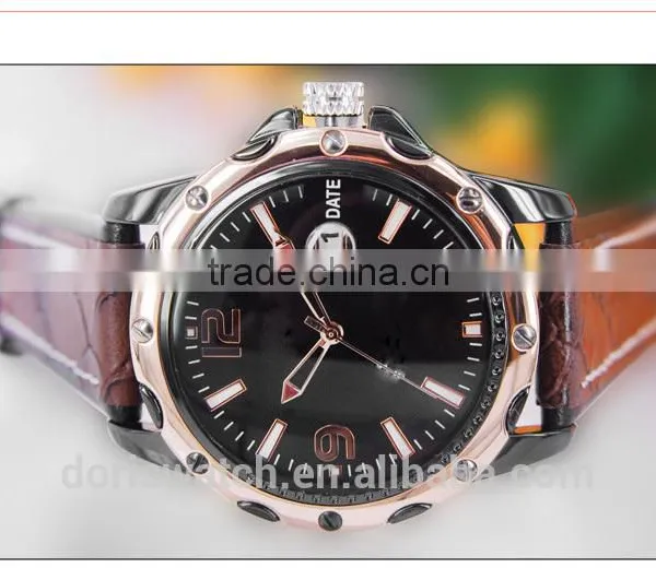 Classical Model Water Resisant Mens Leather Watches With Calendar Good Quality From Golden Supplier photo-3