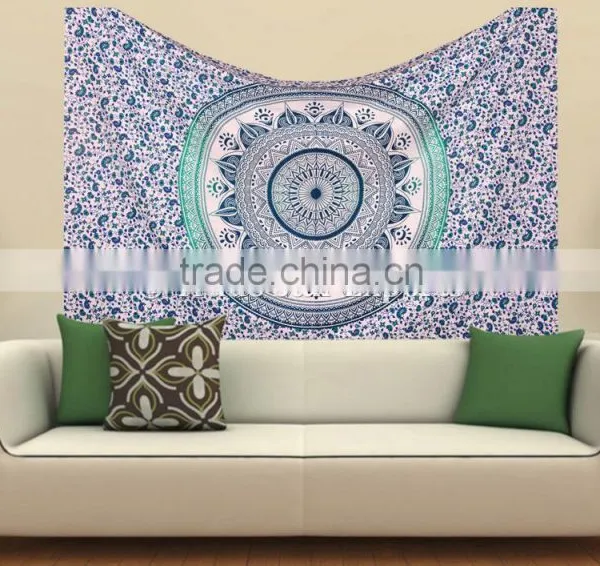 Cotton Ombre Ethnic Indian Mandala Psychedelic Wall Decor Hippie Bohemian Home Decor Wall Hanging Tapestry
