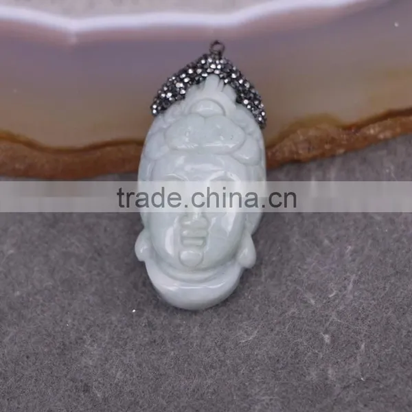 Natural Buddha Jade Pendant, Gem Stone Druzy Pendant For Jewelry Making