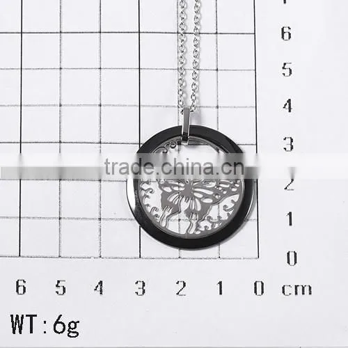 European Latest Model Fashion Butterfly Black Circle Necklace Jewelry for Female photo-2