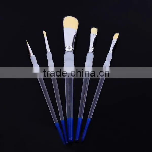 Wholesale Price Professional Acrylic Handle Natural Filbret Bristle Hair Oil Painting Brush Art Paint Brushes Set 5 Piece photo-2