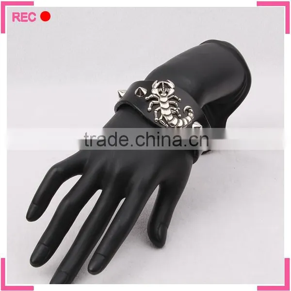 Men Bracelet Leather With Scorpion Decoration, Boys Bangles and Bracelets photo-3
