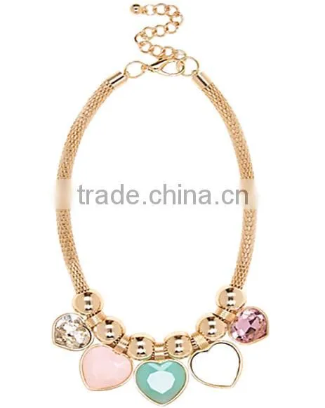 New Fashion Chain Necklace With Heart Pandants and Beads