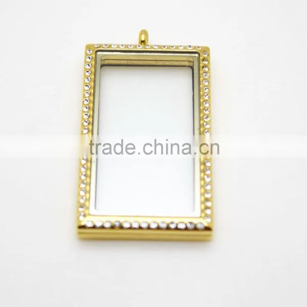 Rectangular Glass Lockets Made of 316L Stainless Steel Wholesale photo-6