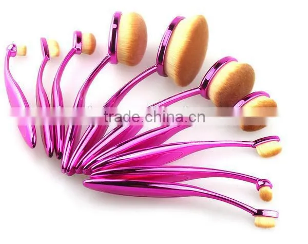 New Hot Sale10pcs Makeup Brushes Set Eyeshadow Foundation Blush Cosmetic Brush Rose Red Fashionable Oval Makeup Brush Tools photo-2