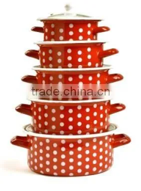 16/18/20/22/24CM 5PCS Flowers Decal Printing Enamel Casserole Set With Bakelite Handle photo-4
