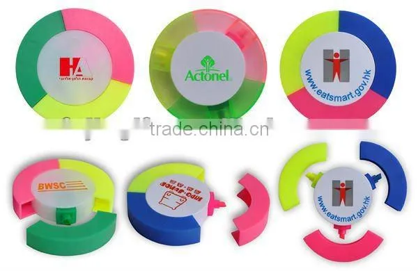 3 in 1 Circle Round Shaped Geometric Figures Promotional Highlighter Pen With Shapes for Promotion/Highlighter Marker photo-2
