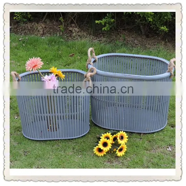 Vintage Handmade Wood Dirty Clothes Basket photo-2