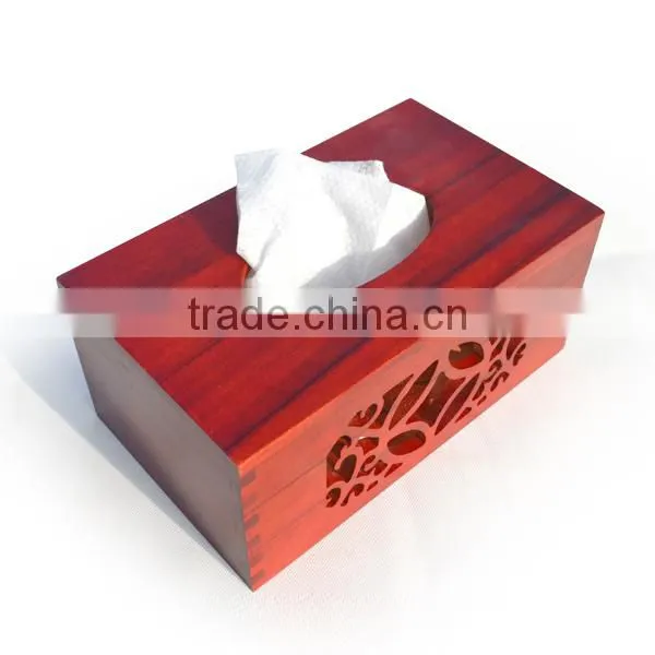 Imported High-Grade Pine Hollow Carved Flowers Napkin Box, Wooden Copper Buckle Chinese Style Tissue Box photo-4