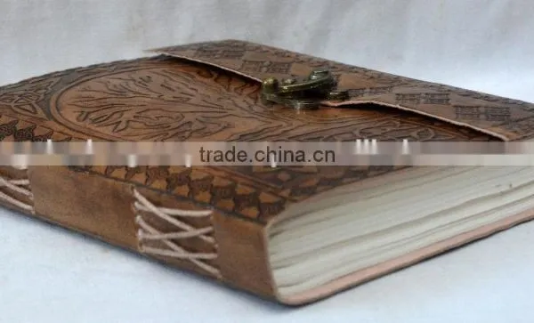 Handmade Vintage Tree Of Life Embossed Leather Diary With Clasp photo-3