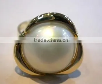 Gold Wedding Genuine Freshwater Pearl Ring Tahitian Pearl Ring photo-3