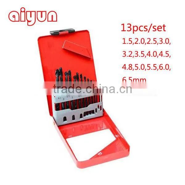 13pcs 1.5-6.5mm HSS Twist Drill Bit Set Hole Boring Bits, Drilling Tool Kit DIN338 for Metal