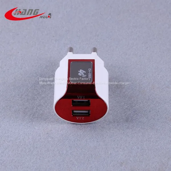 2017 Best Phone Charger 5V 2.1A Dual USB Travel Charger With Light