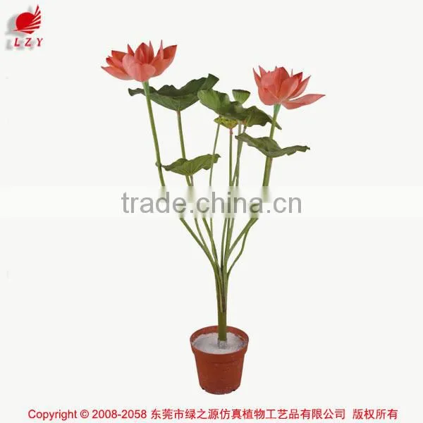 Nearly Nature Artificial 2 Flower Group of Lotus in Pot Bonsai Plant for Indoor Decoration photo-2