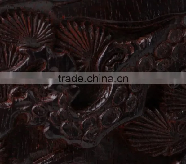 Chinese Unique Wooden Carving Pencil Vase Brush Pot Handicraft photo-5