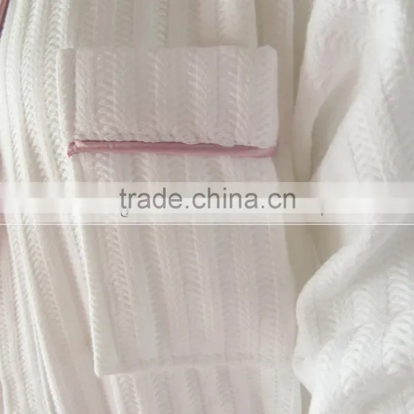 Tow Colors Hotels Unisex White Thick Absorbent Soft Cotton Robe Winter Long Sleeve Bathrobes Women Warm Stripe Waffle Bathrobes photo-4