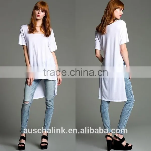 100% Rayon White High Slit Overseas t Shirts Wholesale photo-6