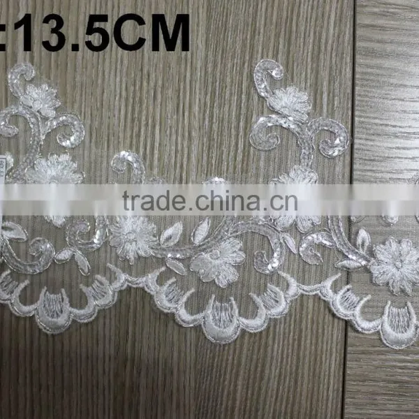 Cotton Lace Embroidery Wedding Fabric Trims for Bridal Wedding Apparel BY YARD photo-2