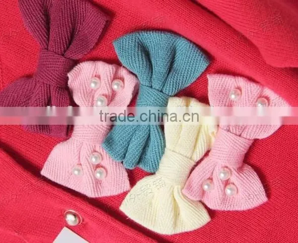 Wholesale Fancy Bows Trims Ruffle Knitted Girls Baby Wool Sweater photo-2