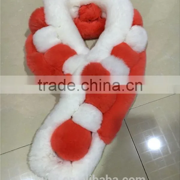 2016 New Genuine Rex Rabbit Fur Scarf Fur Wraps Muffler Fur Balls Warmer for Winter Shawls Scarf photo-5