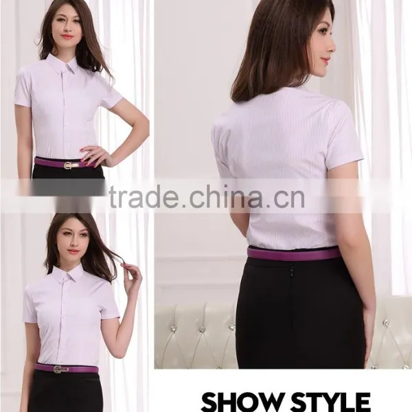 Women's Short Sleeve Formal Shirt of Pink (DSHL050) photo-2