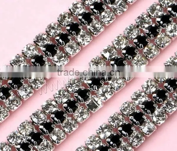 two tone nickel hand jewelry catenary Brass Rhinestone Cup Chain