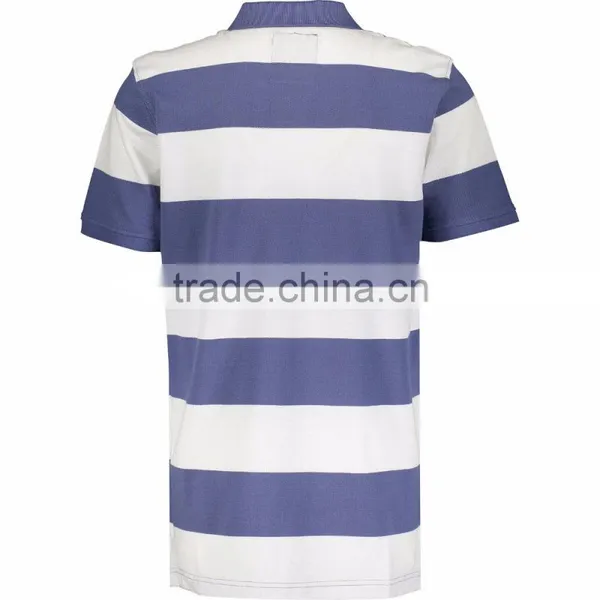 Latest Design High Quality Blue & White Striped Polo Shirt for Men photo-2