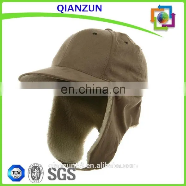 Custom Flat Brim Baseball Cap With Ear Flaps Fashion Men Black Snow Cap photo-6