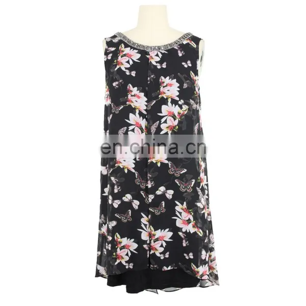 Floral Print Neck Trim Old Lady Tunic Guangzhou Manufacturer photo-5