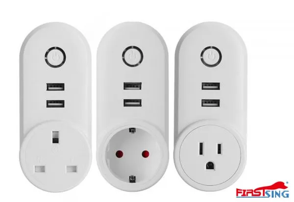 Firstsing US UK EU 2 USB Smart Plug Wifi Smart Socket APP Remote Control Smart Home Timing Switch Plug Devices Share for Phone