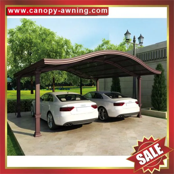 Outdoor Villa Alu Aluminium Aluminum Alloy Metal PC Polycarbonate Double Parking Carports Car Port Shelter Canopy Awning Cover Suppliers photo-3