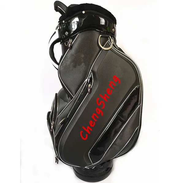 Black High End Enamal Leather Golf Club Bag photo-3