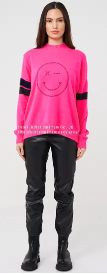 Women Lightweight Cashmere Sweater for Henley Collar 100% Cashmere Crewneck Knitwear