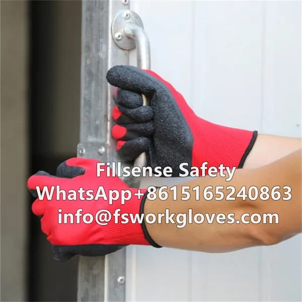 13Gauge Polyester Liner Crinkle Latex Coated Gloves Slip Resistant Gloves Slip Proof Gloves Anti Slip Gloves photo-3