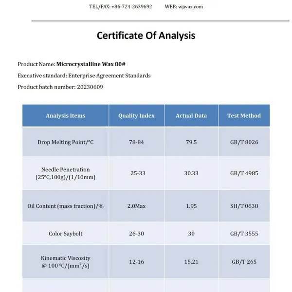 Microcrystalline Wax NO.80 Performance Equivalent Sasolwax 3971 photo-2
