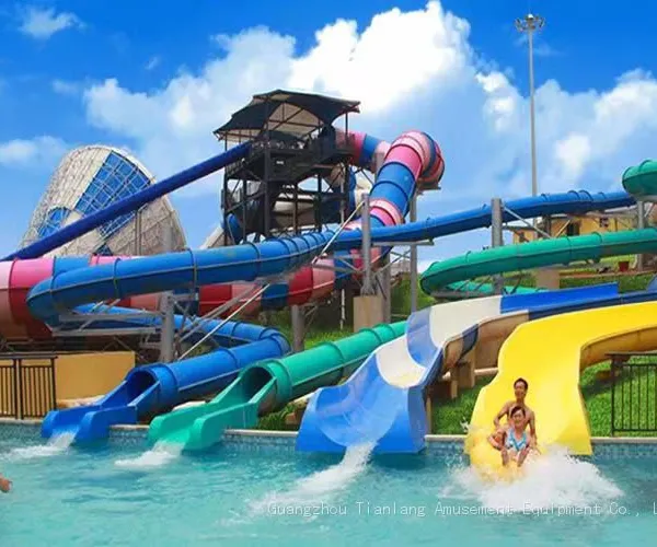 Large Water Park Equipment Children's Water Combination Slide Swimming Pool Fiberglass Rainbow Slide Water House Water Village photo-4
