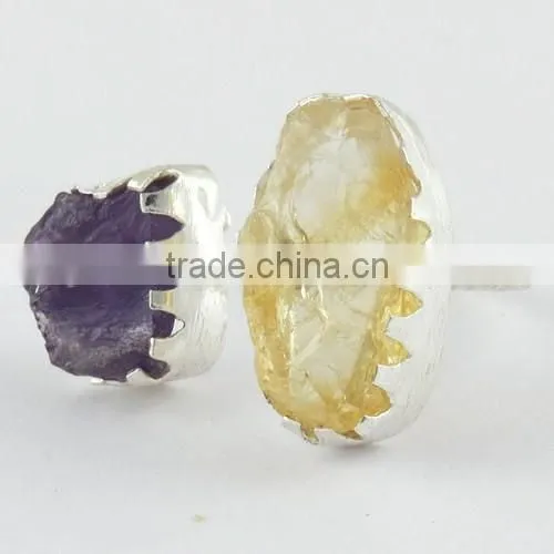 Beautiful Style Rough Citrine Amethyst Ring, Gemstone Silver Jewelry, Online Silver Jewelry photo-3