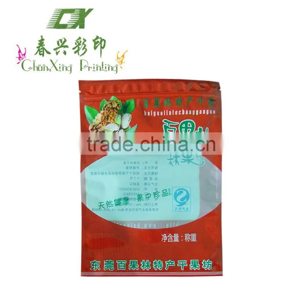 Three Sides Sealed Plastic Zipper Bag for Nuts