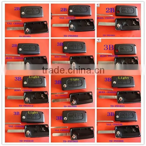 Tongda Hot Sale 4 Button Modified Folding Remote Key Case(no Groove) for Peugeot photo-3