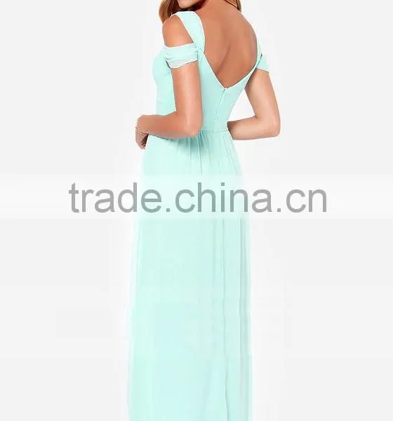 Women's Cute Light Green V-Neck Dress photo-3