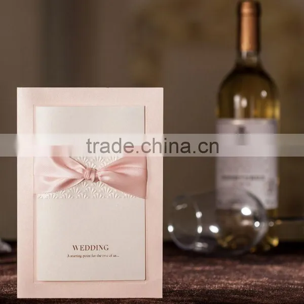 Perfectly Sweet Pink Butterfly Bowknot Invitation Card for Wedding ER-041